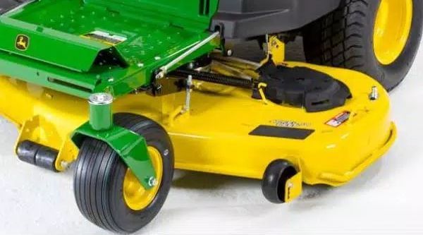 John Deere lawn mower with a particularly large deck.