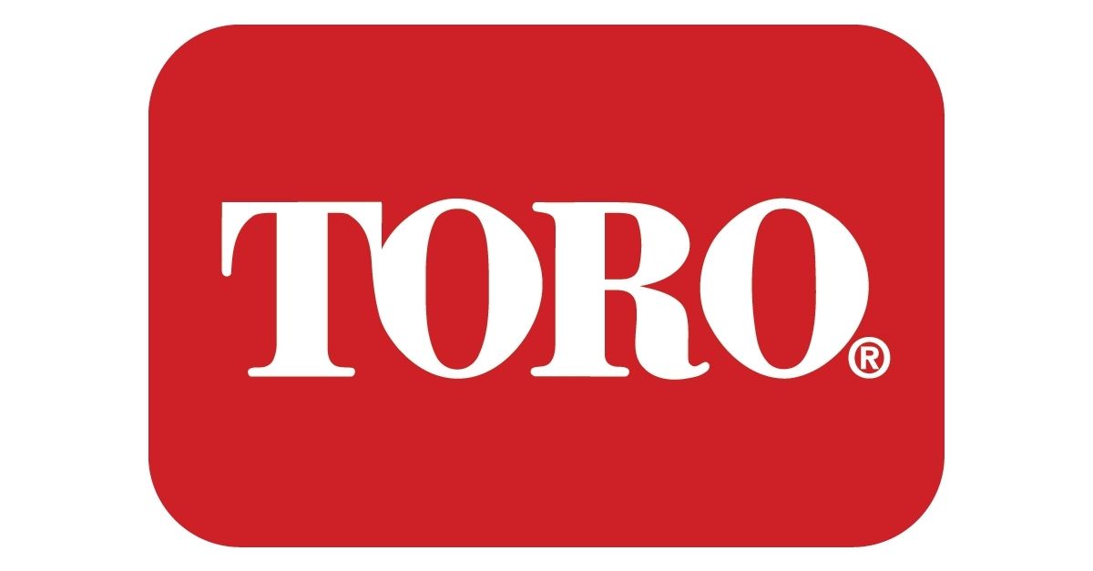 The official Toro Company logo: a red rectangle with rounded corners, on its side, with white letters, &quot;TORO.&quot;