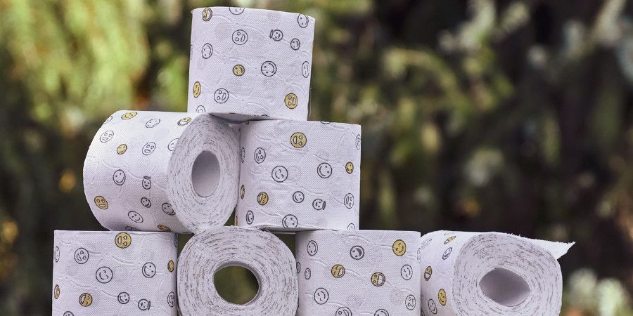 stacked toilet paper rolls