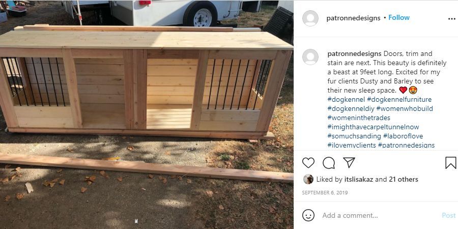 Instagram post of the Wooden Double Kennel while under construction.