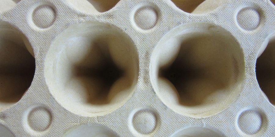close-up of an empty egg carton