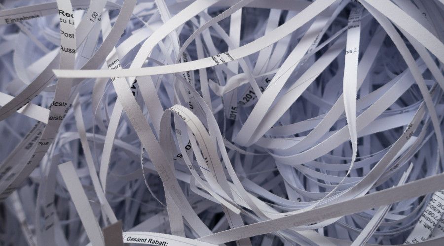 close-up of shredded paper