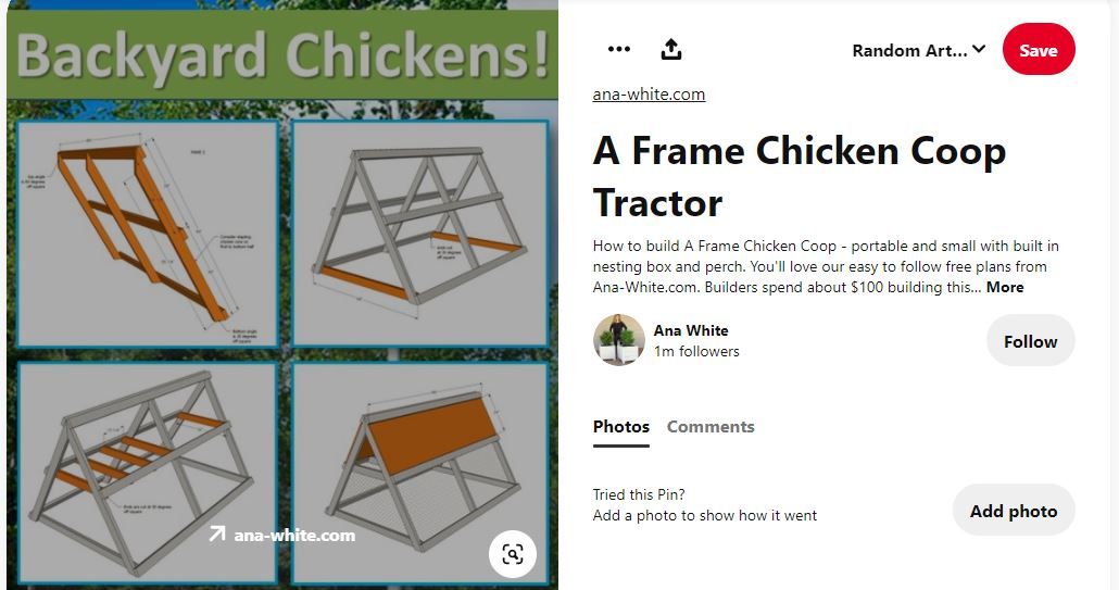 Screenshot of A-frame chicken coop tractor plans