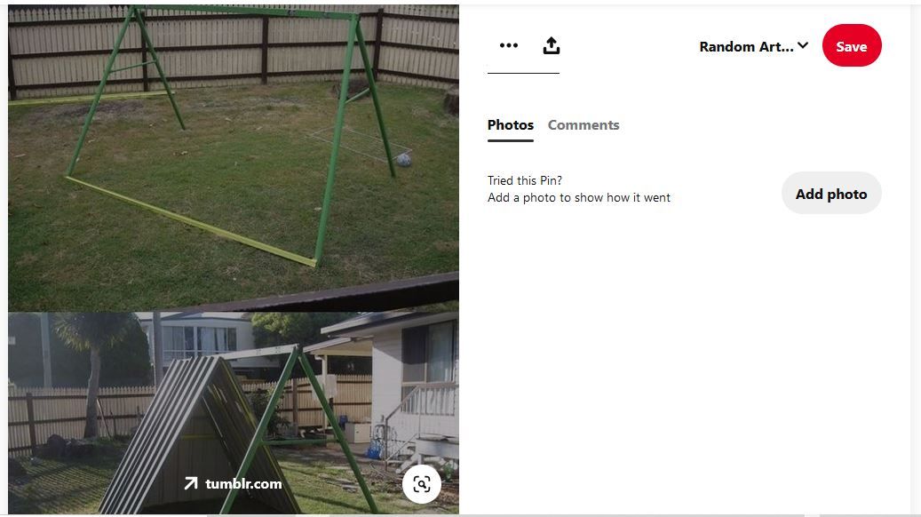 screenshot of swing set on top, converted into a chicken coop on bottom