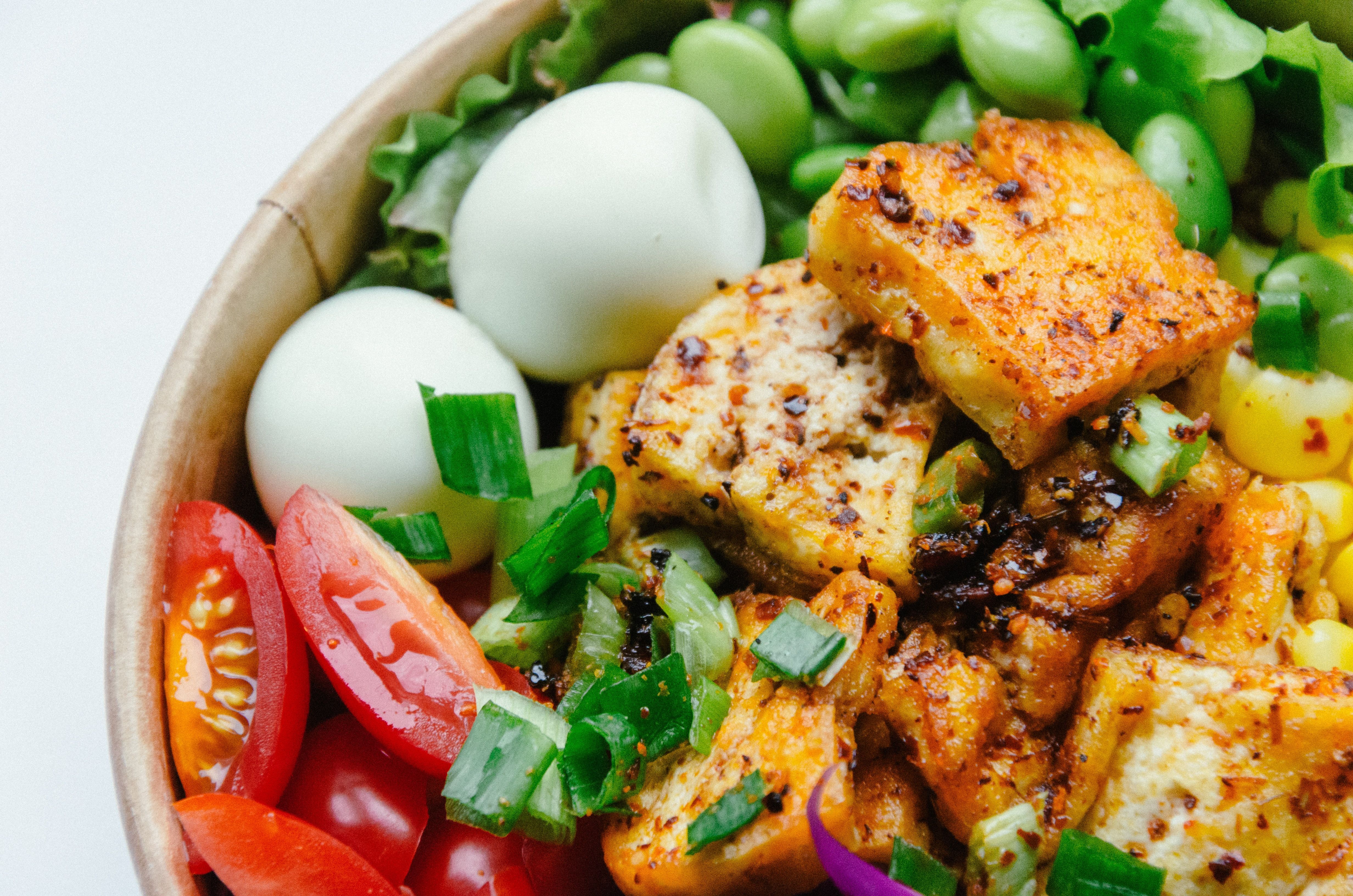 grilled tofu in a salad