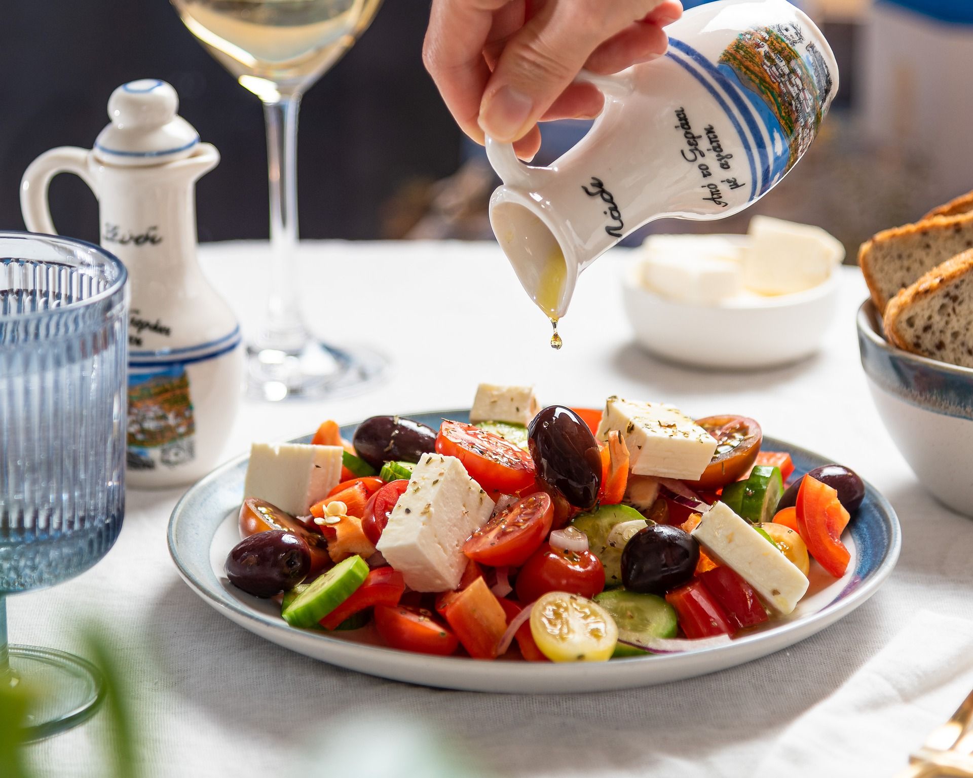 Greek salad with olive oil
