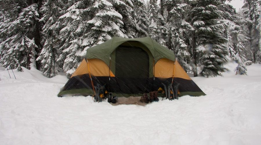 four-season tent in snow