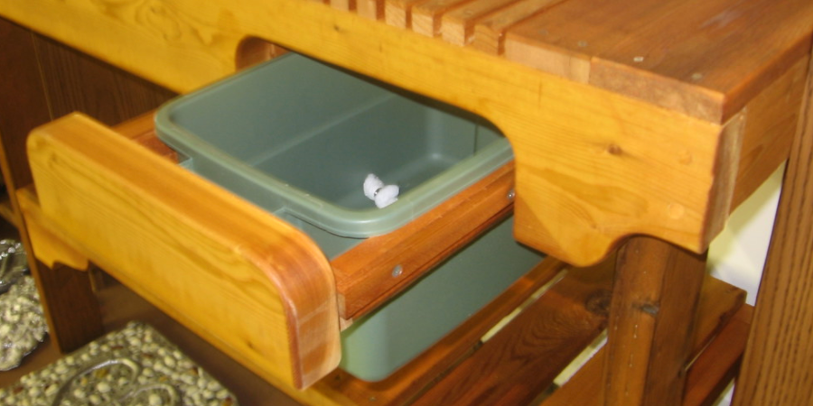 Potting Bench With Hidden Garbage