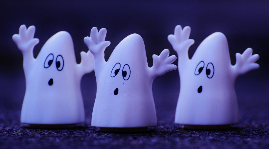 Three plastic ghosts