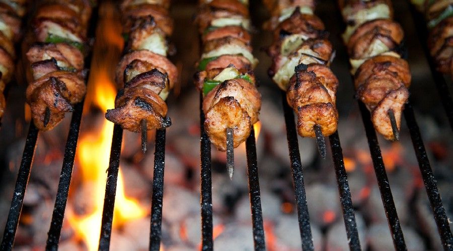 kabobs on a grill