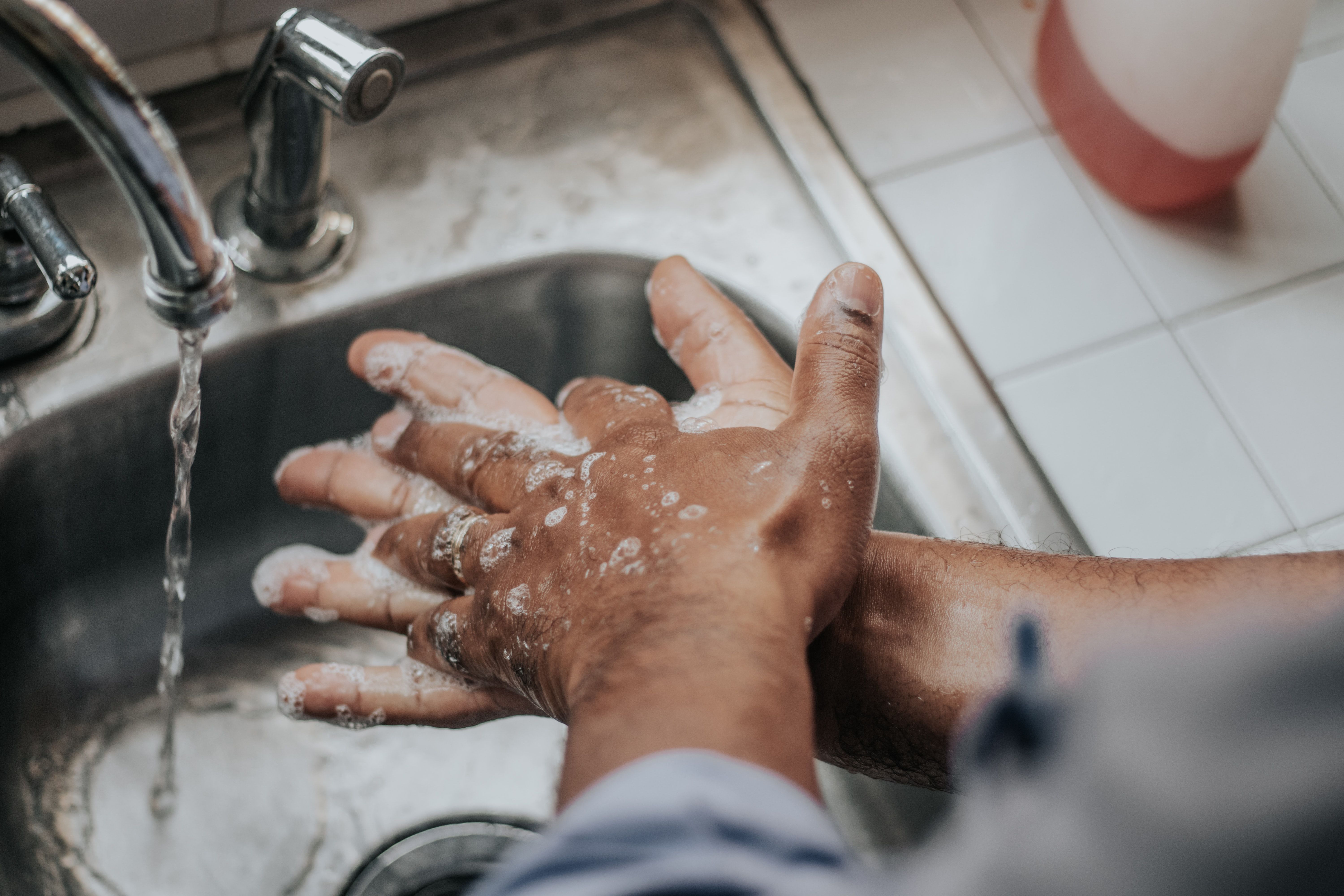 A man washing hands