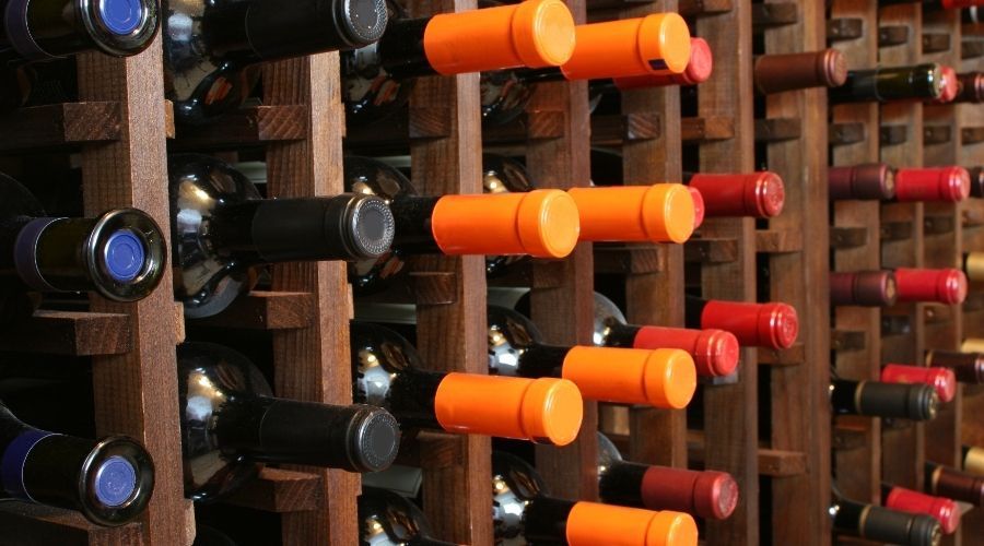 wine bottles in storage