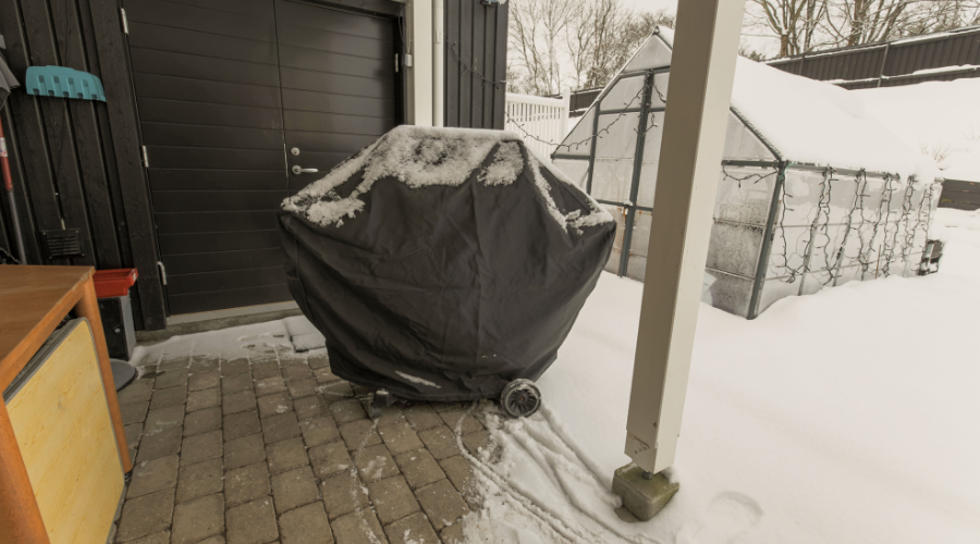 covered grill in winter