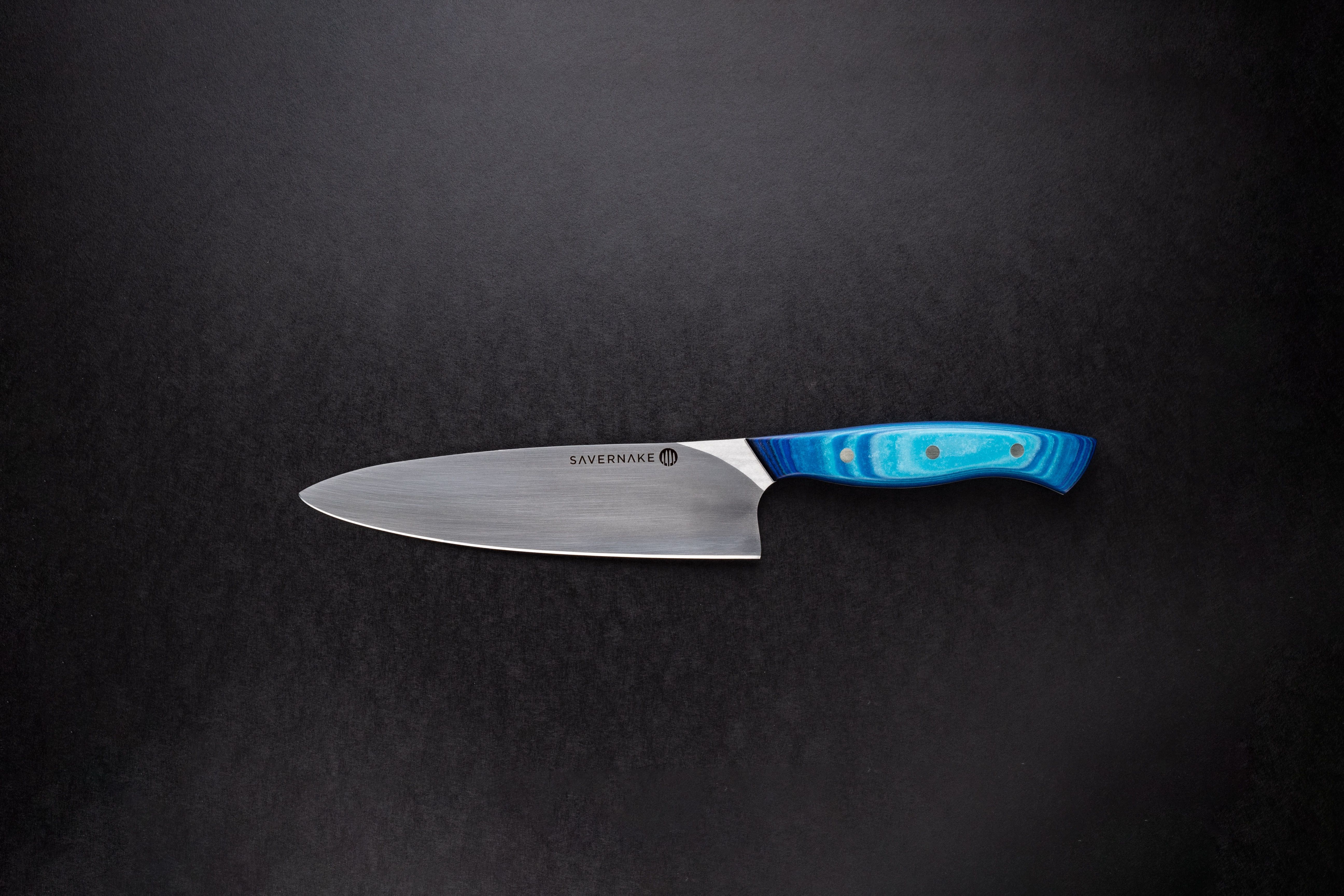 A sharp butcher blue knife