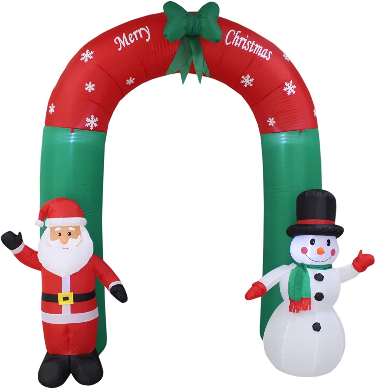 Lighted Christmas Inflatable Santa Claus and Snowman Archway