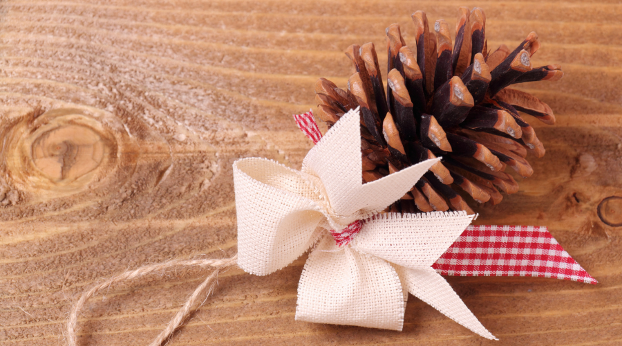 Pine cone with bow