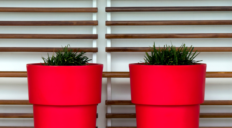 Two red planters