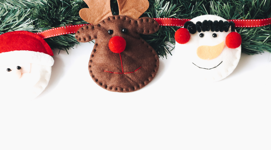 Santa, rudolf, and frosty stringed Christmas ornament on garland
