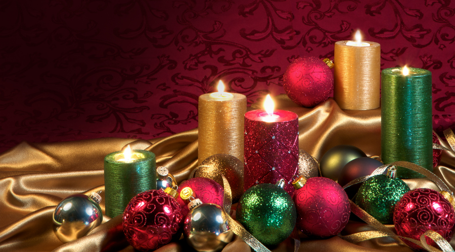 Five Gold, Red, Green, Christmas Candles