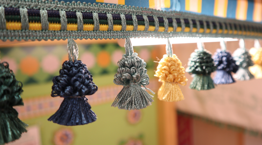 the colorful decorative elements of tassel lace design for luxury and exotic concept
