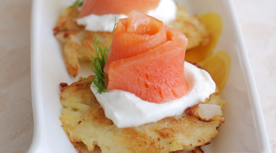 Potato Latkes with salmon