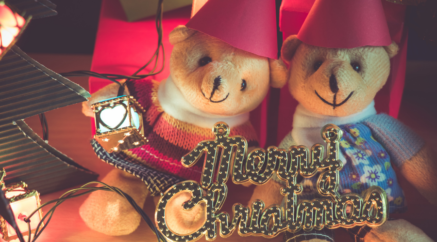 Ornament and a couple lovely teddy bear, Christmas decoration