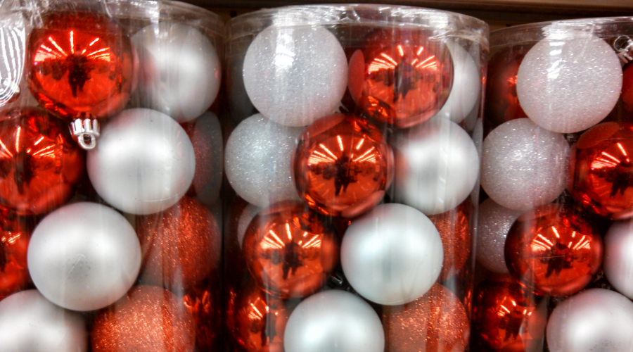 Red and White Christmas Ball Ornaments