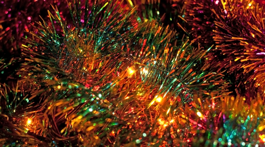 Tinsel and Christmas lights