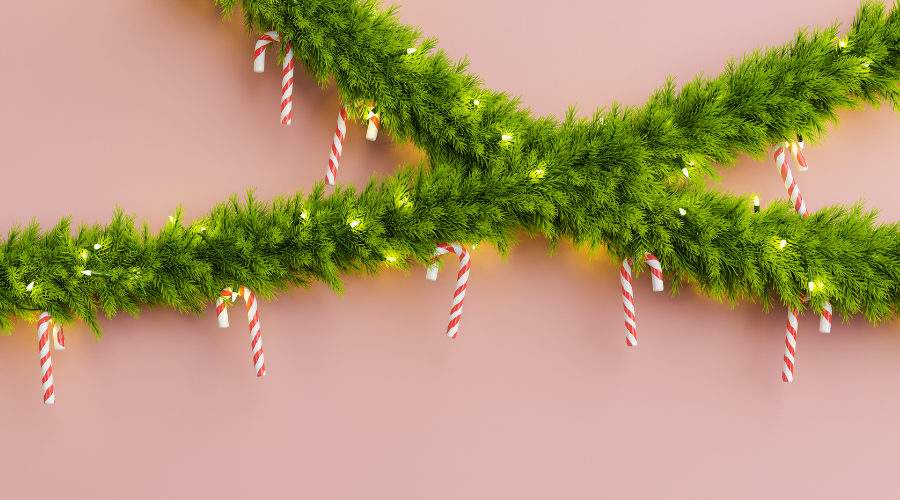 Christmas Garlands with Candies Hung