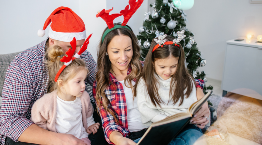 Family Reading A Christmas Story