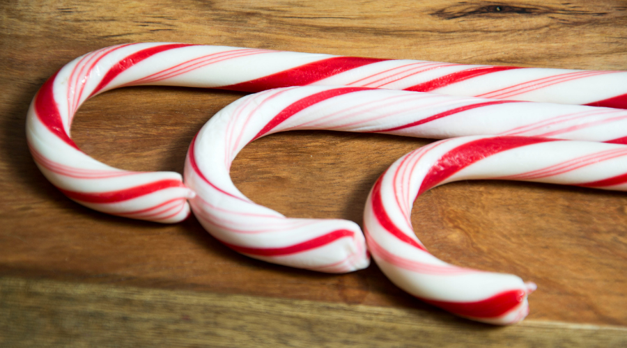 Three Candy Canes on a table
