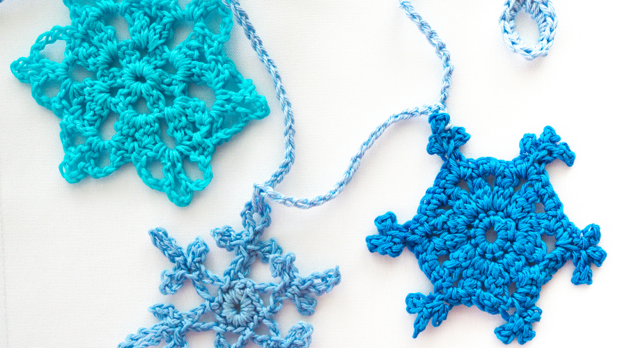 Three Crocheted Snowflakes