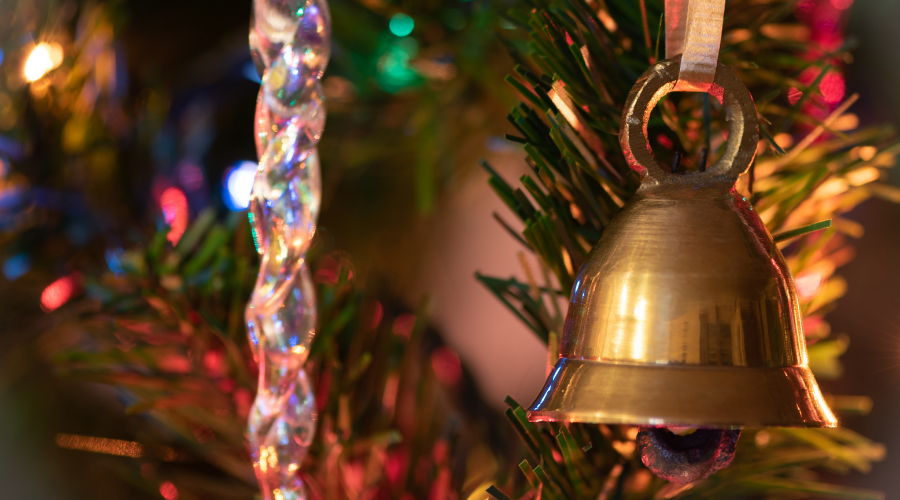 Brass bell Christmas tree decoration, ornament.