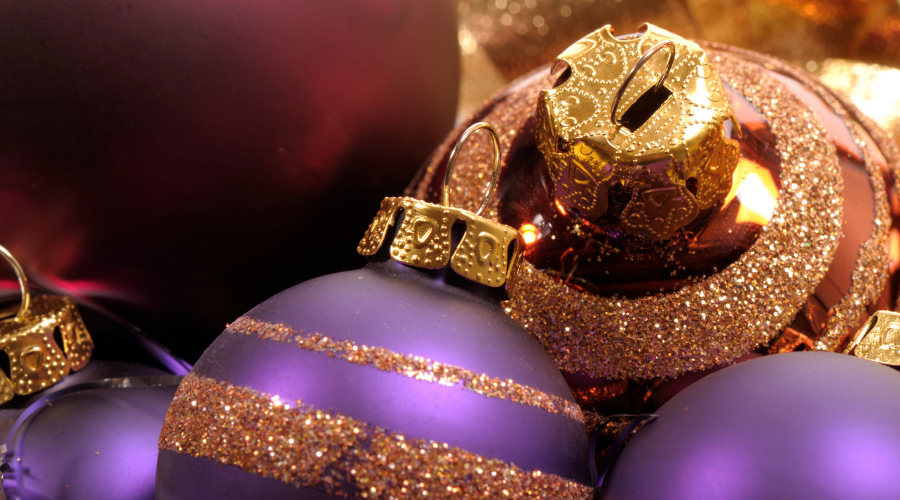 Purple gold and burgundy christmas balls
