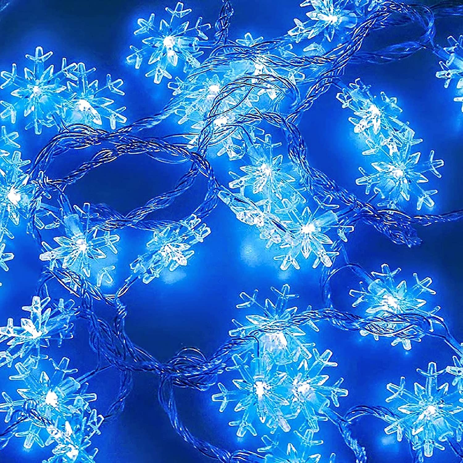 Blue Snowflake String Lights