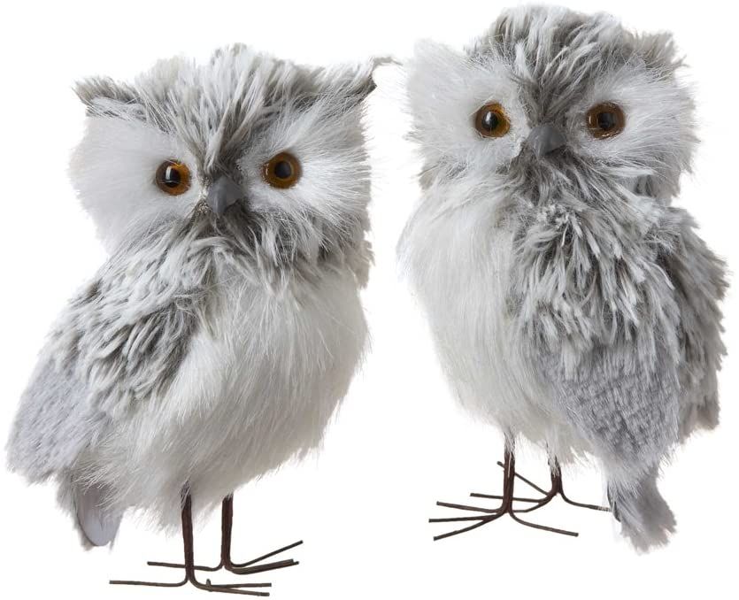 Fluffy Winter Owl Figurines