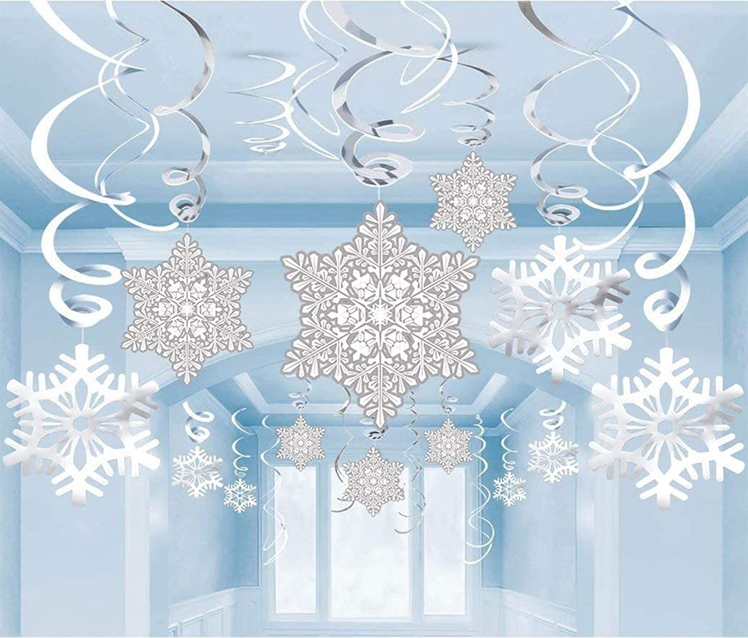 Hanging Swirl Snowflake Streamers