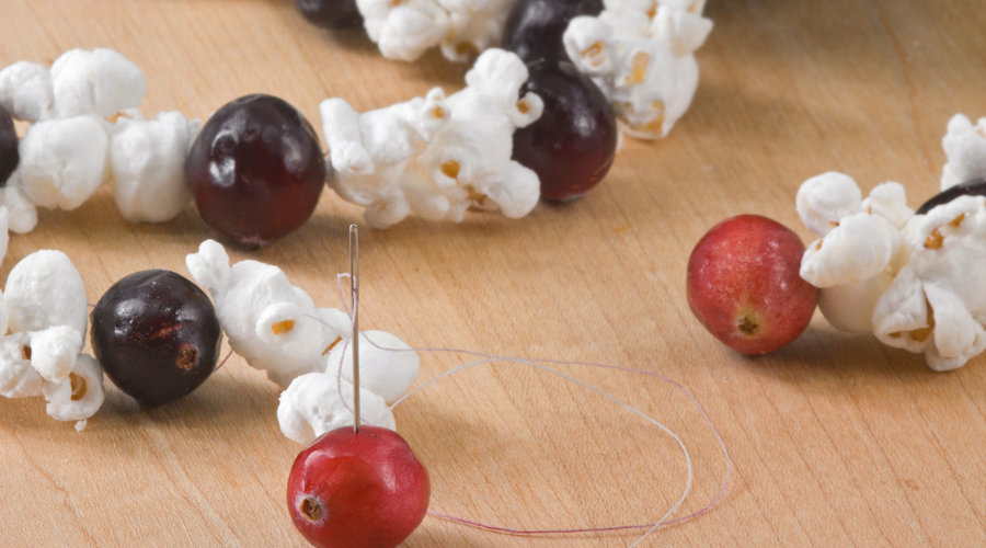 Stringing Popcorn &amp; Cranberry Strings