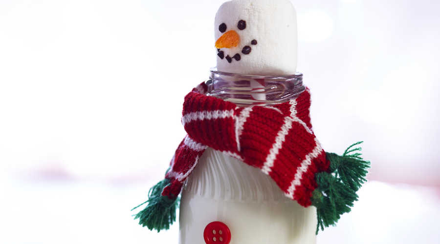 Snowman milk bottle