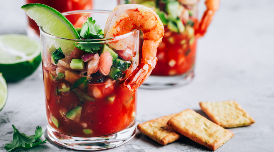 Refreshing Mexican Shrimp Cocktail with lime