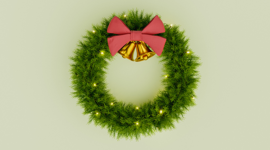 Christmas Wreath with Golden Bells