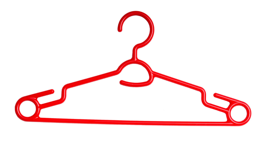red plastic clothes hanger