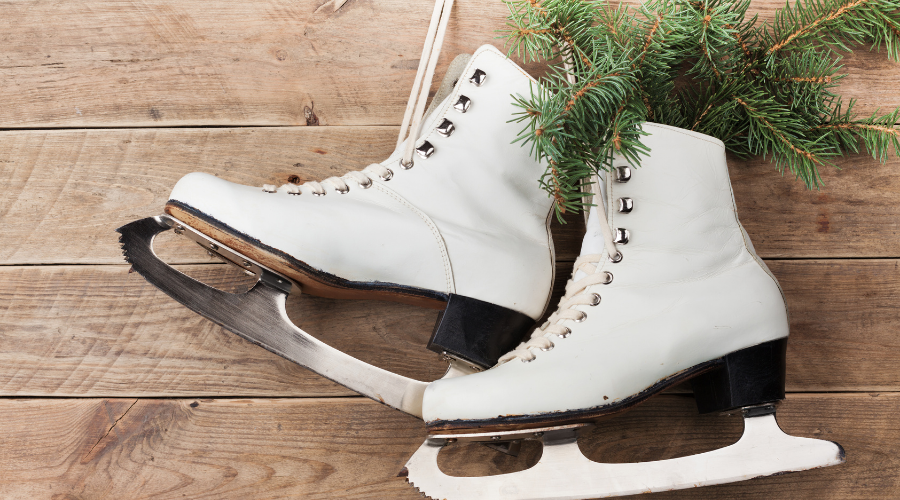 Vintage ice skates for figure skating with fir