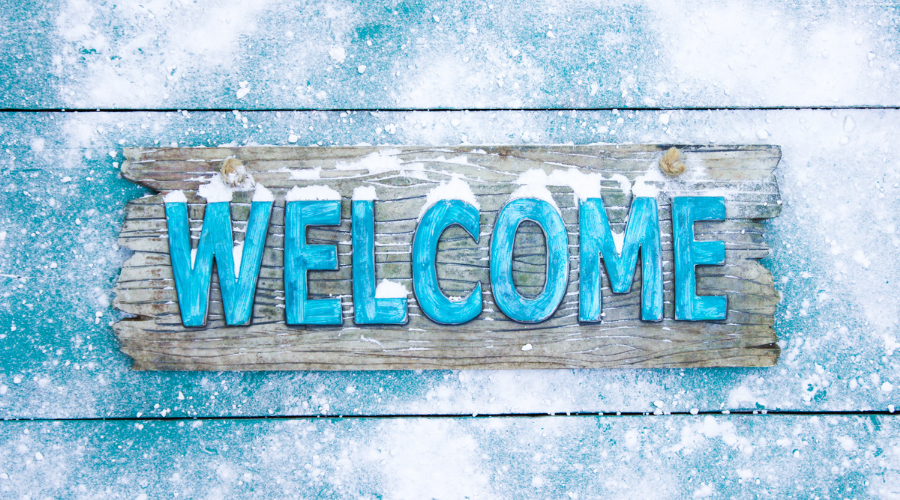 Winter welcome sign