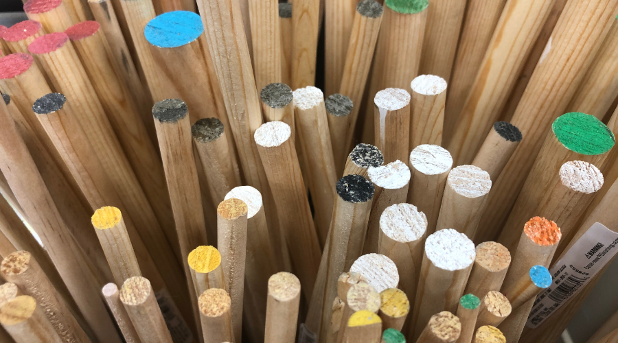 Colorful wooden dowels