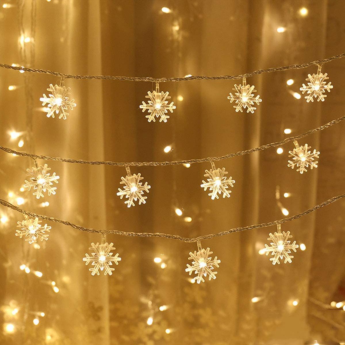 White Snowflake String Lights
