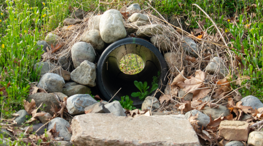 French Drain With a Black Pipe