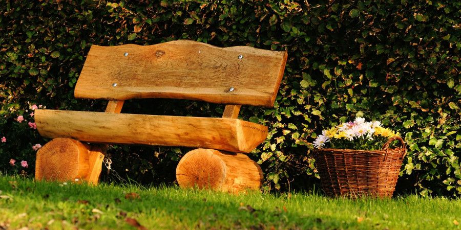 rustic log and wood bench