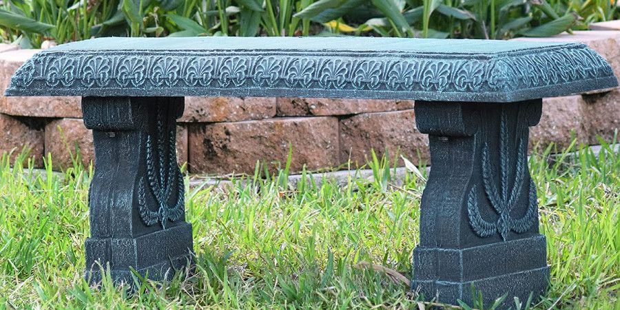dark faux stone garden bench