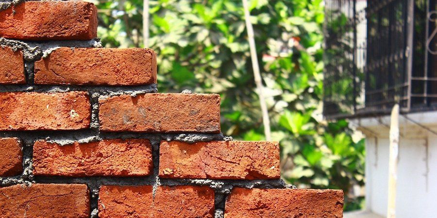 brick wall during construction